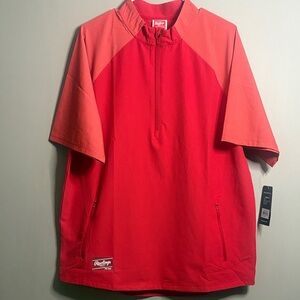 Rawlings ColorSync Pullover Hot Jacket Mens Large Red 1/4 Zip Baseball